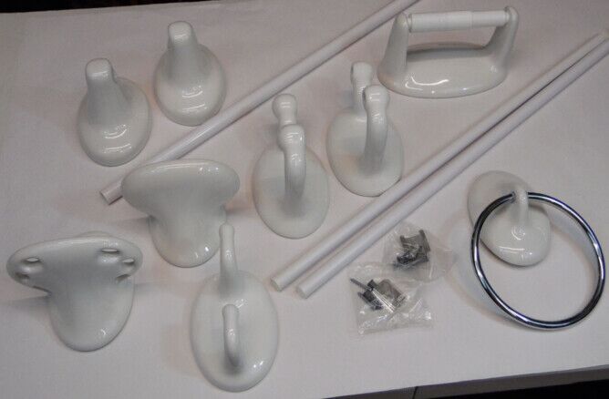 Lenape Classic Collection of white oval bathroom hardware