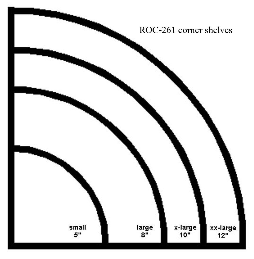 Rock Solid corner shelf size chart