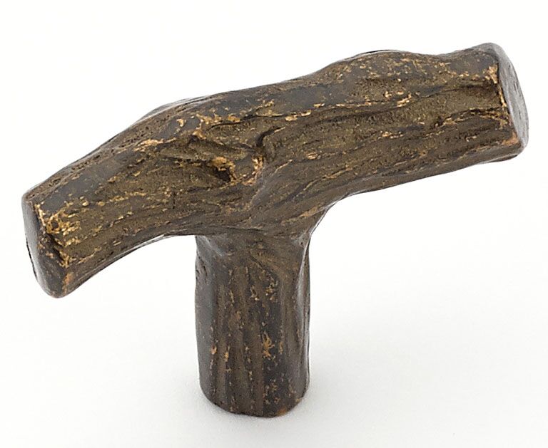 Mountain 768-AZ small twig T-pull, single screw, antique bronze