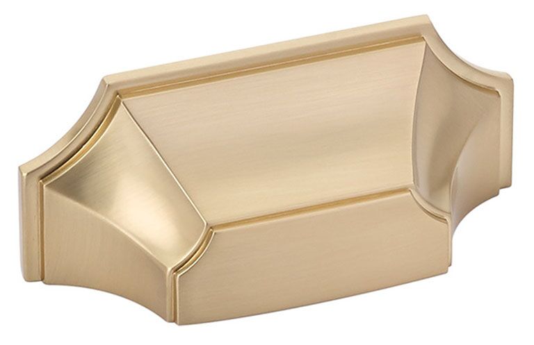 Empire 878-SSB flared box style cup pull, signature satin brass