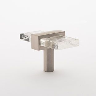 Sietto Adjustable K-1900-SN Clear Glass w/ Satin Nickel stem, knob 2" long x 1" wide glass (2" x 1-1/4" with the metal base) x 1-1/2" projection off surface, one screw hole