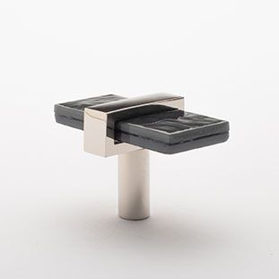 Sietto Adjustable K-1902-PN Slate Gray Glass w/ Polished Nickel stem, knob 2" long x 1" wide glass (2" x 1-1/4" with the metal base) x 1-1/2" projection off surface, one screw hole