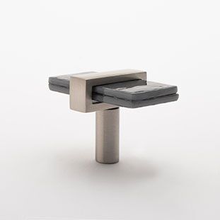 Sietto Adjustable K-1902-SN Slate Gray Glass w/ Satin Nickel stem, knob 2" long x 1" wide glass (2" x 1-1/4" with the metal base) x 1-1/2" projection off surface, one screw hole