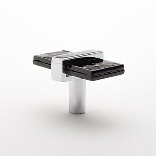 Sietto Adjustable K-1903-PC Black Glass w/ Polished Chrome stem, knob 2" long x 1" wide glass (2" x 1-1/4" with the metal base) x 1-1/2" projection off surface, one screw hole