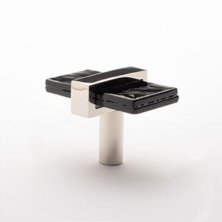 Sietto Adjustable K-1903-PN Black Glass w/ Polished Nickel stem, knob 2" long x 1" wide glass (2" x 1-1/4" with the metal base) x 1-1/2" projection off surface, one screw hole