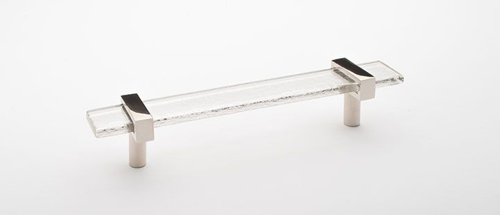 Sietto Adjustable P-1900-7-PN Clear Glass w/ Polished Nickel stems, pull 7" long x 1" wide glass (7" x 1-1/4" with the metal bases) x 1-1/2" projection off surface, two screw holes