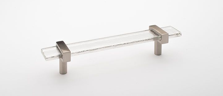 Sietto Adjustable P-1900-7-SN Clear Glass w/ Satin Nickel stems, pull 7" long x 1" wide glass (7" x 1-1/4" with the metal bases) x 1-1/2" projection off surface, two screw holes