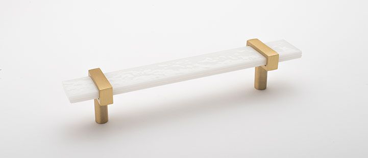 Sietto Adjustable P-1901-7-SB White Glass w/ Satin Brass stems, pull 7" long x 1" wide glass (7" x 1-1/4" with the metal bases) x 1-1/2" projection off surface, two screw holes