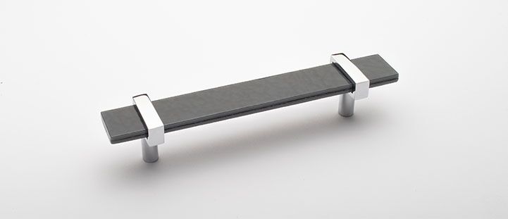 Sietto Adjustable P-1902-7-PC Slate Gray Glass w/ Polished Chrome stems, pull 7" long x 1" wide glass (7" x 1-1/4" with the metal bases) x 1-1/2" projection off surface, two screw holes