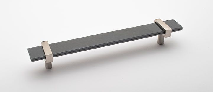 Sietto Adjustable P-1902-9-SN Slate Gray Glass w/ Satin Nickel stems, pull 9" long x 1" wide glass (9" x 1-1/4" with the metal bases) x 1-1/2" projection off surface, two screw holes