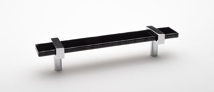 Sietto Adjustable P-1903-7-PC Black Glass w/ Polished Chrome stems, pull 7" long x 1" wide glass (7" x 1-1/4" with the metal bases) x 1-1/2" projection off surface, two screw holes