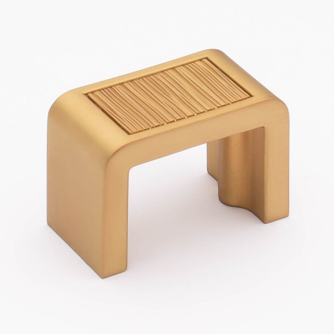 Sietto Brushed K-2001-SB Satin Brass finish knob (finger pull), 1-3/4" long by 1" wide, 1-1/4" projection, 1-3/8" CTC, two screw holes