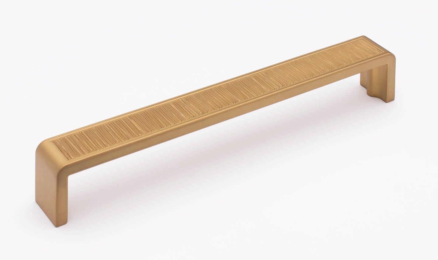 Sietto Brushed P-2001-8-SB Satin Brass finish pull, 8-3/8" long by 1" wide, 1-1/4" projection, 8" CTC, two screw holes