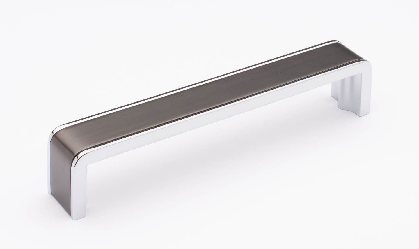 Sietto Fusion P-2000-6-G-PC Gunmetal w/ Polished Chrome finish, pull 6-3/8" long x 1" wide x 1-1/4" projection off surface, 6" CTC, two screw holes