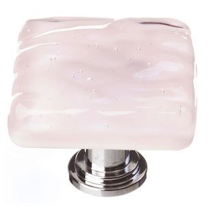 Sietto Glacier K-228 square knob, Rose glass color, 1-1/4" square, 1" projection, single screw hole