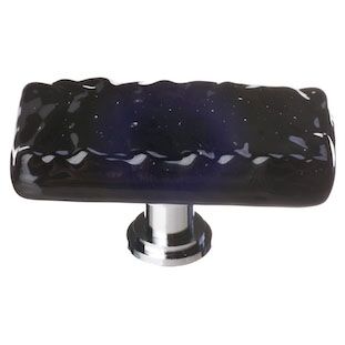 Sietto Glacier LK-213 long knob, Black glass color, 2" long x 1" wide, 1" projection, single screw hole