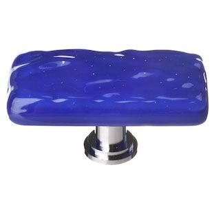 Sietto Glacier LK-221 long knob, Cobalt glass color, 2" long x 1" wide, 1" projection, single screw hole