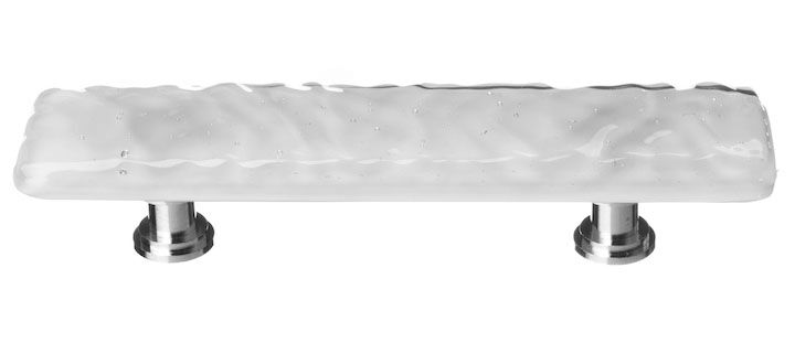 Sietto Glacier P-204 normal width pull, Blue-grey glass color, 5" long x 1" wide, 1-1/4" projection, 3" CTC two screw holes