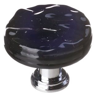 Sietto Glacier R-213 round knob, Black glass color, 1-1/4" diameter, 1" projection, single screw hole