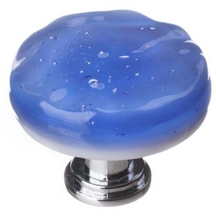 Sietto Glacier R-219 round knob, Sky Blue glass color, 1-1/4" diameter, 1" projection, single screw hole