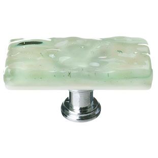 Sietto Glacier SLK-201 skinny long knob, Spruce Green glass color, 2" long x 7/8" wide, 1" projection, single screw hole