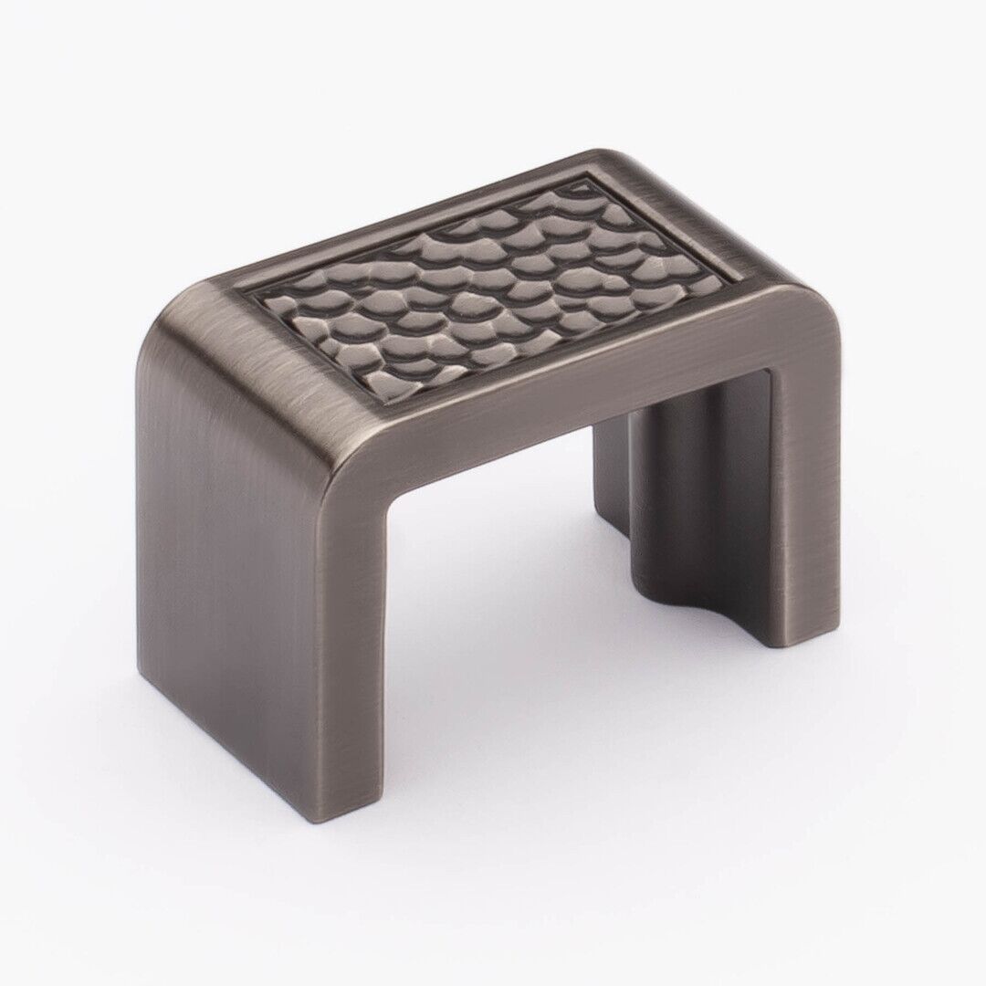 Sietto Hammered K-2002-G Gunmetal finish knob (finger pull), 1-3/4" long by 1" wide, 1-1/4" projection, 1-3/8" CTC, two screw holes