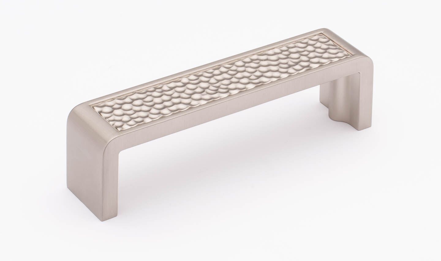 Sietto Hammered P-2002-4-SN Satin Nickel finish pull, 4-3/8" long by 1" wide, 1-1/4" projection, 4" CTC, two screw holes
