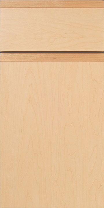 Melamine kitchen cabinet door with C-pull wood finger pulls